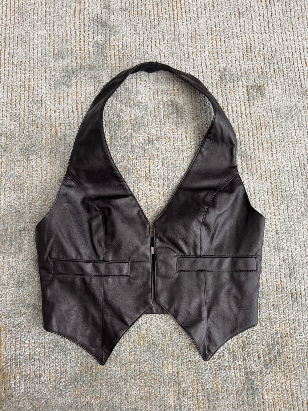 Peppermayo Black Faux Leather Vest Top